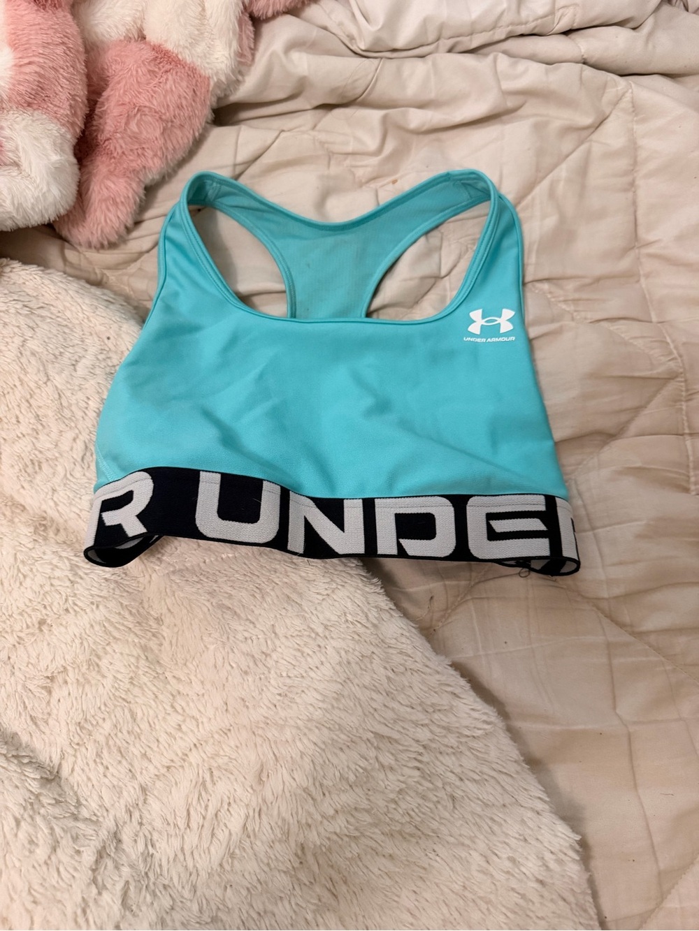 Under Armour Aqua Racerback Sports Bra with Black Branded Band